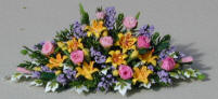 Pink Roses, Ivy and Tiger Lilies Mantel Display